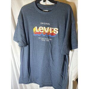 Levi's Mens Blue Crewneck‎ Heathered Tee Graphic T-Shirt, NWT, Size XXL